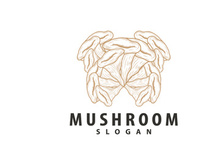 Mushroom Logo, Retro Minimalist Design, Food