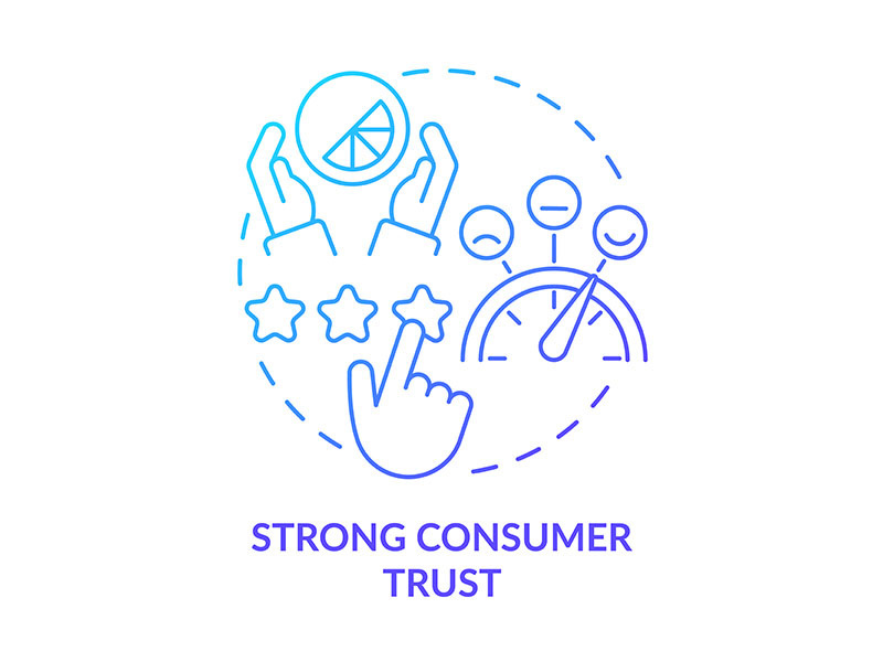 Strong consumer trust blue gradient concept icon