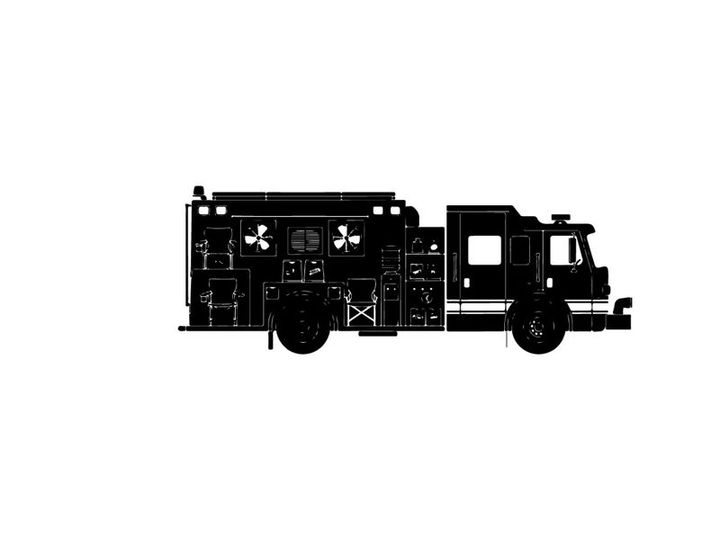 Fire truck silhouette profile view