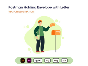 Postman Holding Envelope with Letter preview picture