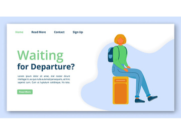 Waiting for departure landing page vector template preview picture