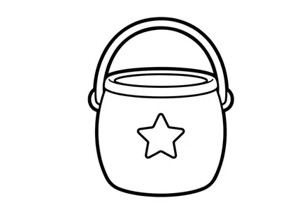 Halloween candy bucket line art. Trick or treat pail icon for holiday design projects.