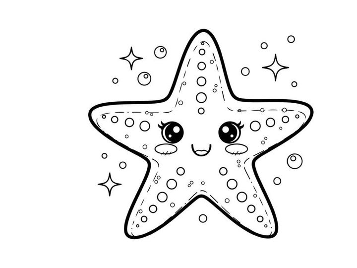 Cute cartoon starfish with faces vector illustration