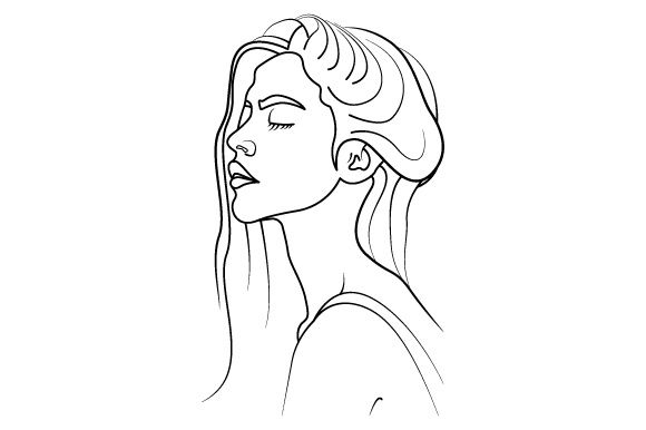 Line Art Flower Drawing Women