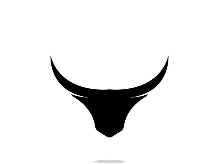 Retro vintage bull head horns logo design.