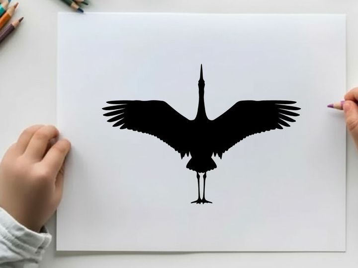 Silhouette of a bird with outstretched wings in flight