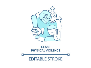 Cease physical violence turquoise concept icon preview picture