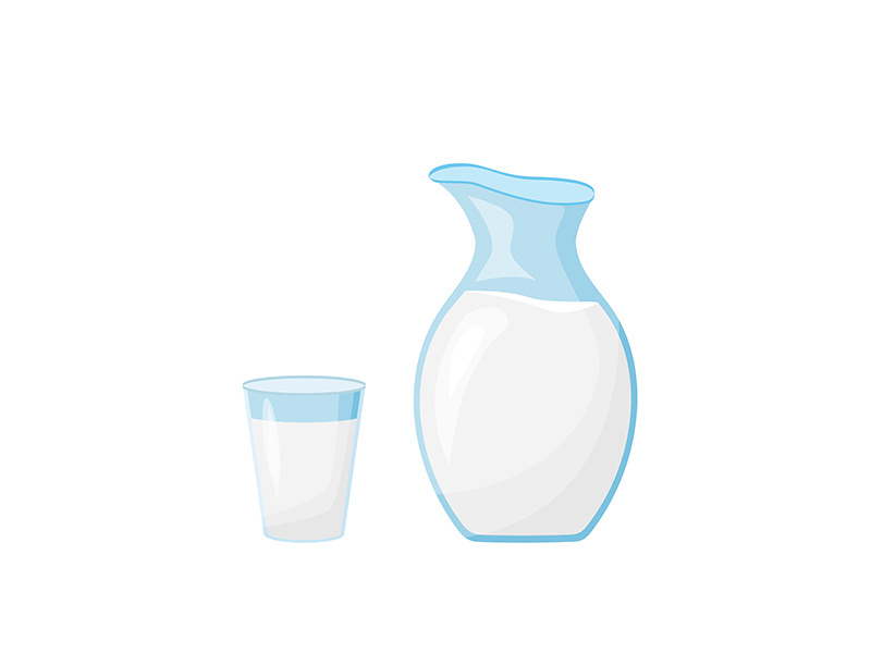 Jug glass filled with milk cartoon vector illustration