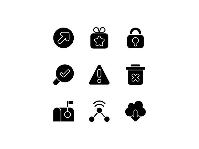 Interface for better usability black glyph icons set on white space
