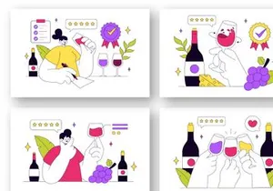 10 Wine Tasting Vector Illustration