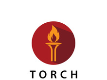 Torch fire logo icon hipster vector design template