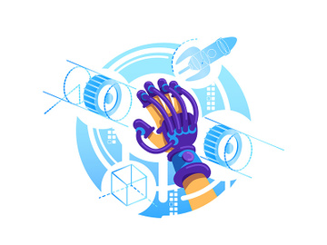 VR glove 2D vector web banner, poster preview picture