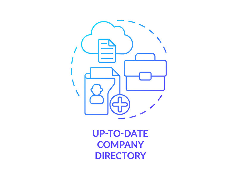Up-to-date company directory blue gradient concept icon
