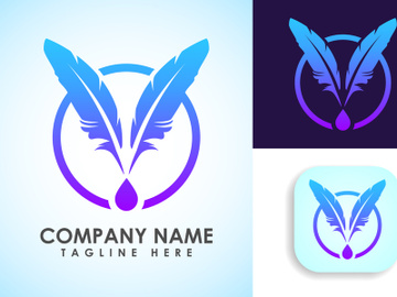 Feather logo design vector template. Feather logo for a writer or publishers. preview picture