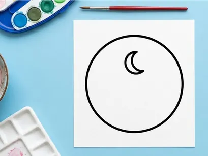 Minimalist crescent moon icon isolated on white. Simple night sky symbol for design and branding projects.