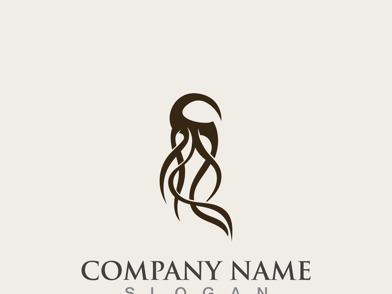 Jellyfish icon illustration design, simple logo template vector