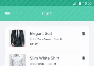 E-commerce mobile screens