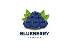 Blueberry Logo, Garden Farm Fresh Fruit Vector, Elegant Simple Design