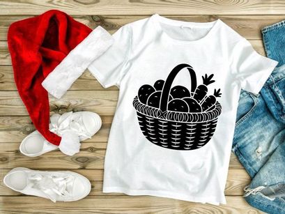 Fresh Farm Produce Basket with Vegetables Silhouette