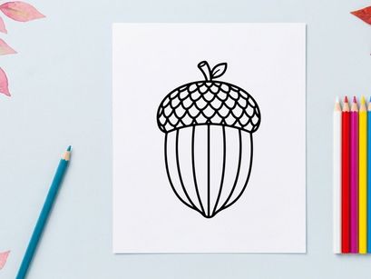 Niedliche Eichel-Illustration für Herbst- und Naturteme. Handgezeichnetes botanisches Symbol für saisonale Designs.