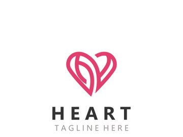 Heart love logo design template, luxury ribbon Valentines day and love stripe logotype preview picture