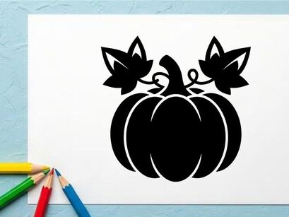 Stylized Halloween Pumpkin with Leaf Decorations for Fall Decor