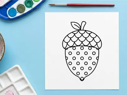 Acorn Line Art Icon. Einfache schwarz-weiße Vektorillustration einer Nuss.