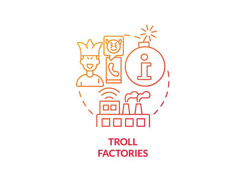 Troll factories red gradient concept icon