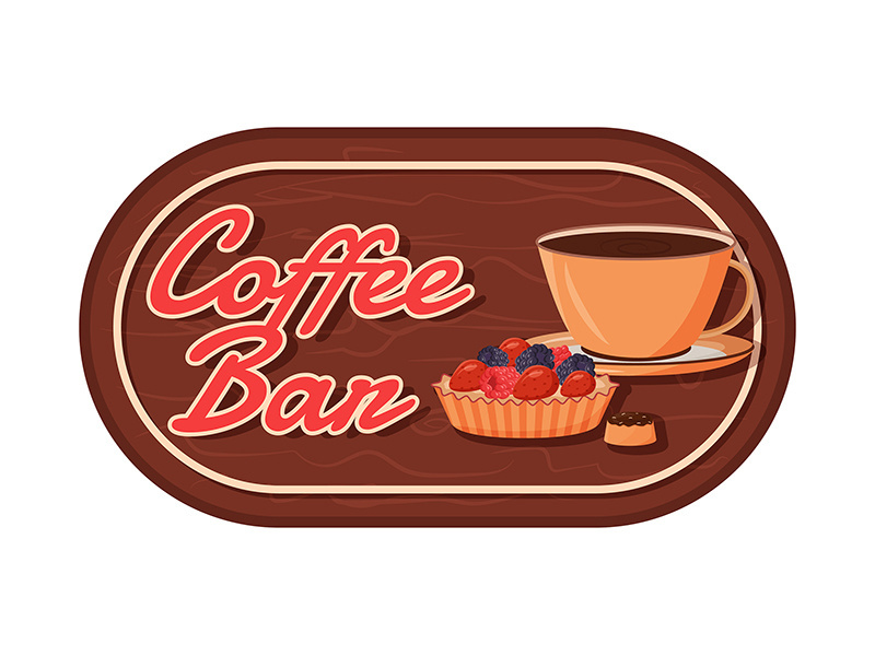 Coffee bar flat color vector label