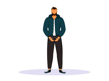 Man in handcuffs flat color vector faceless character preview picture