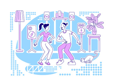 Dancing at home flat silhouette vector illustration preview picture