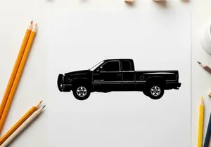 Silhouette of a pickup truck in profile view
