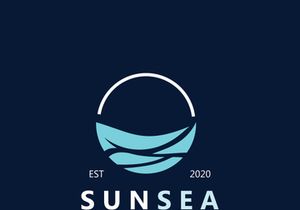 Sun sea Logo design creative premium sun beach logo icon vector template
