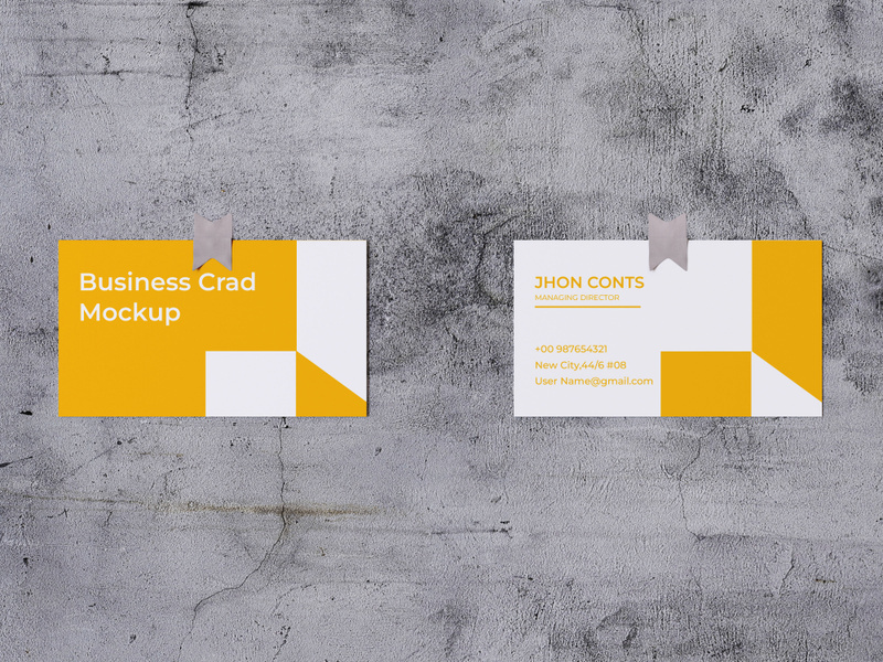 FREE PSD Business card mockup on wall background