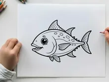 Cute tuna fish smiling vector illustration flat design