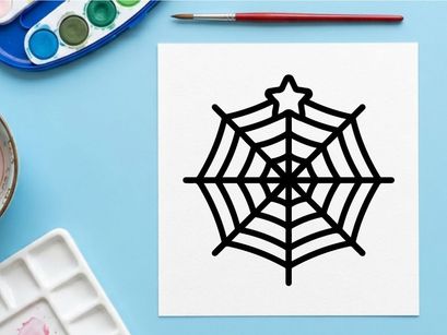 Halloween spider web decoration with bold black lines. Classic creepy vector illustration for seasonal spooky designs.
