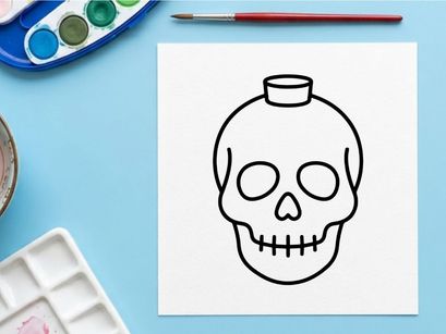 Halloween skull bottle illustration for spooky party decor. Vector cartoon jug with creepy face design for seasonal celebrations.