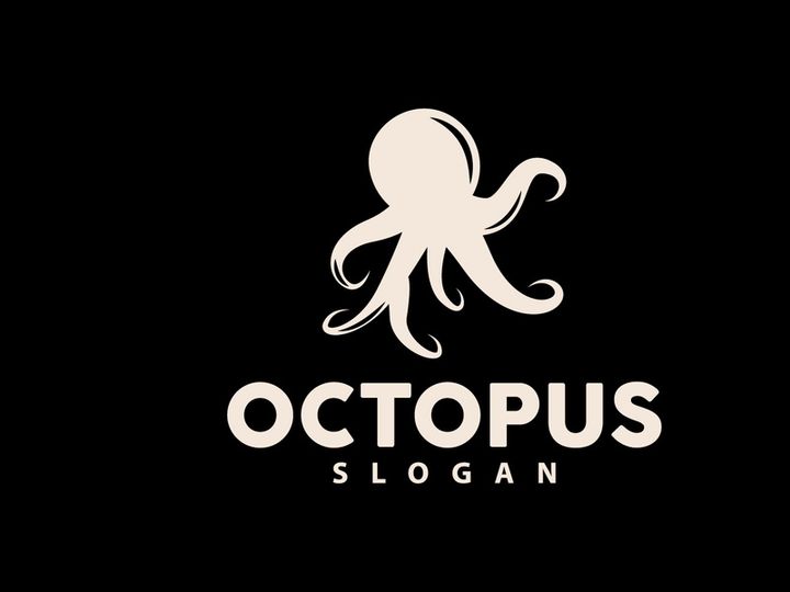 Octopus Logo, Sea Animals Vector