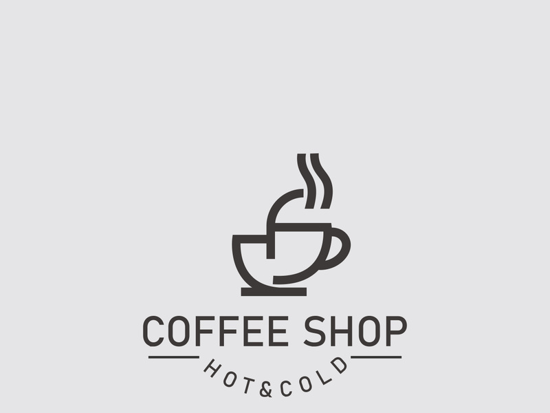 Coffee Shop logo line art illustration design