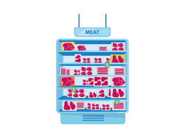 Meat refrigerator for supermarket semi flat color vector object preview picture