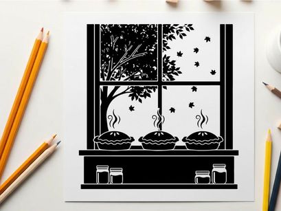 Silhouette of candles on a windowsill at night