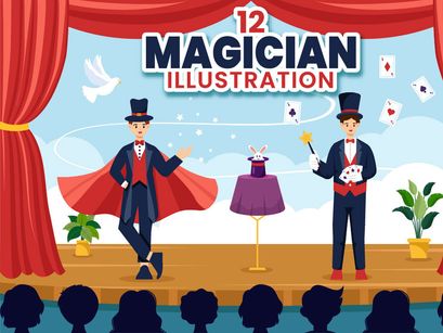 12 Magician Illusionist Illustration