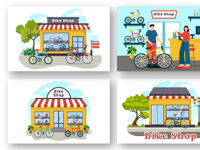12 Bike Shop Illustration