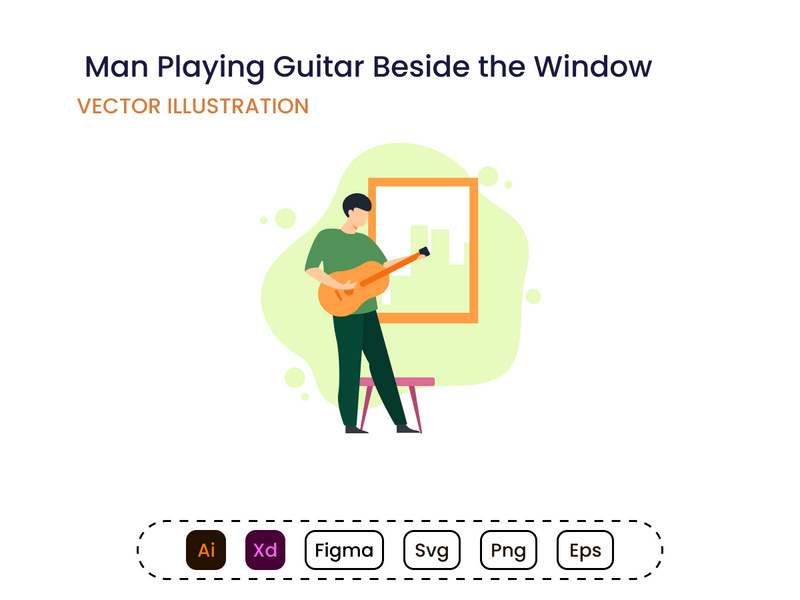 Man Playing Guitar Beside the Window
