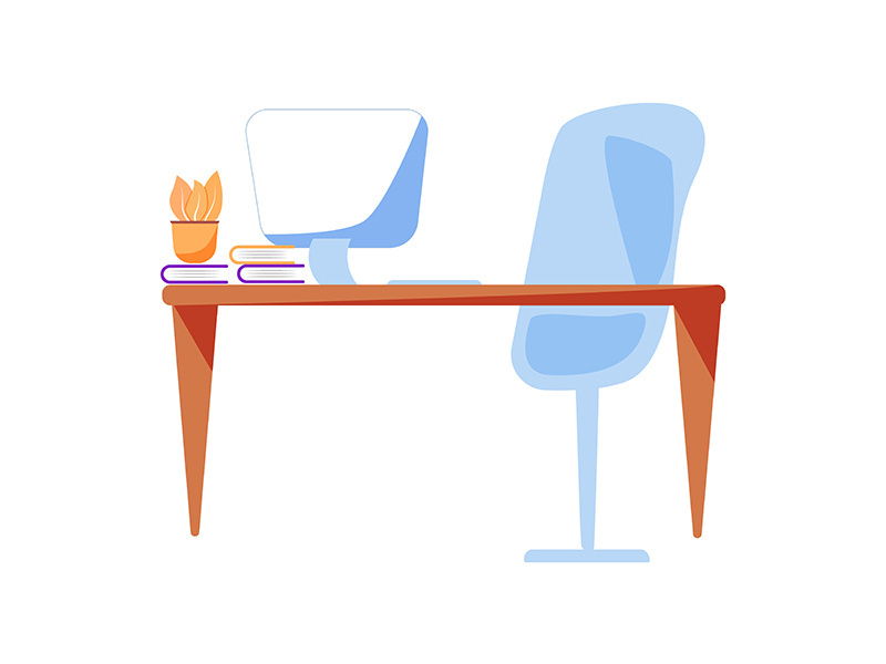 Office workspace flat color vector object