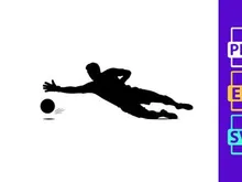 Soccer goalkeeper diving to save the ball in a match