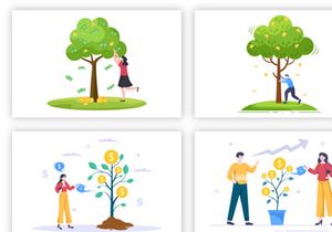 16 Money Tree Investment Financial Illustration