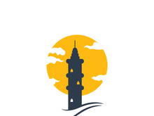 Lighthouse icon logo and vector illustration beacon tower design vintage symbol