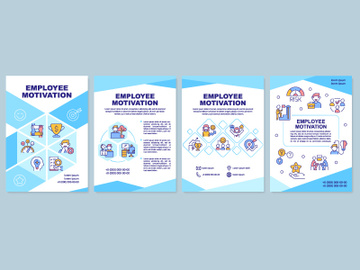 Employee motivation blue brochure template preview picture