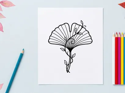 Elegant Ginkgo Leaf Illustration for Nature and Botanical Designs. Artistic Hand-Drawn Botanical Sketch for Creative Projects